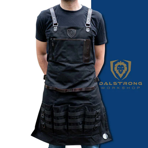 BBQ Apron Heavy-Duty Waxed Canvas | Professional Chef's Kitchen Apron | herniaquestions