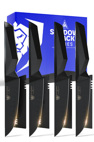 4-Piece Steak Knife Set Shadow Black Series NSF Certified herniaquestions